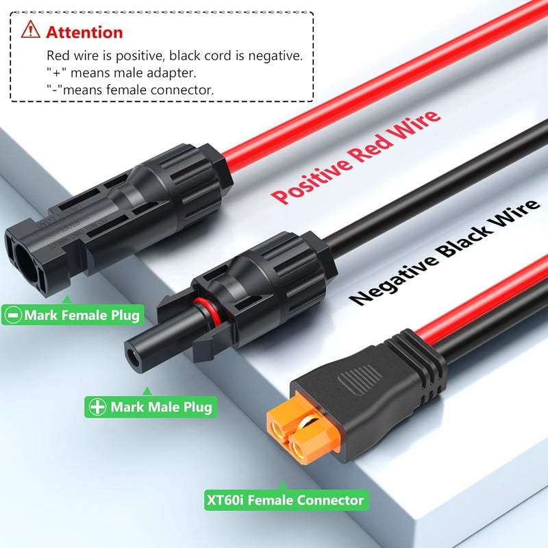 Vansdon Solar to XT60i Extension Cable 12AWG 50FT XT60i Female to Male Connector for RV Foldable Solar Panel, Portable Power Station, Solar Generator - Image 4